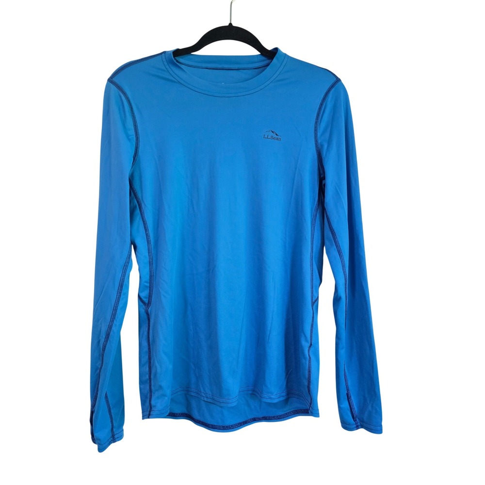 LL Bean Womens Blue Long Sleeve‎ Performance Active Top Thumbholes Size M REG